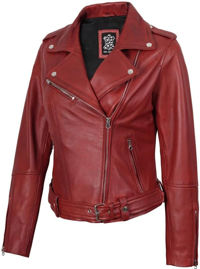 Asymmetrical Lambskin Leather Jacket Women - Stylish Womens Leather Jackets